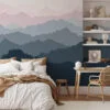 Simplistic Layered Mountains Wallpaper for a Calming and Serene Environment