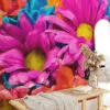 Nature-Inspired Spring Flowers Wallpaper, Peel and Stick Self Adhesive Removable Wall Mural, Colorful Floral Pattern for Modern Home Decor