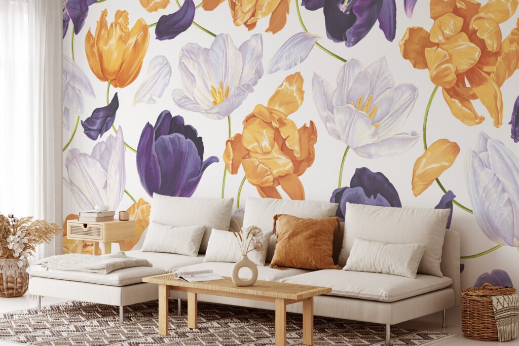 Modern Tasarımlı Yumuşak Dev Papatya Çiçekleri Desenli Duvar Kağıdı Çiçekli Duvar Kağıtları 5