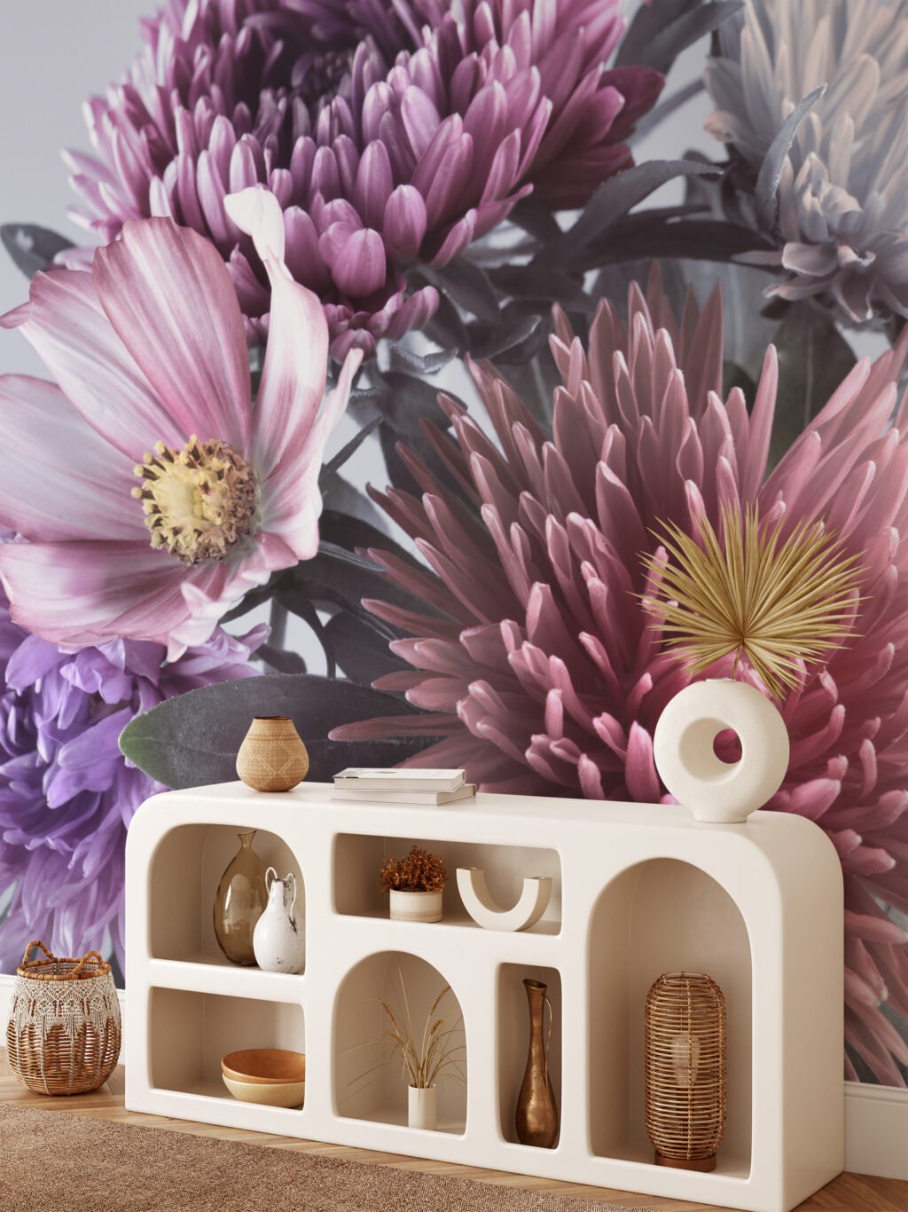 Canlı Büyük Aster Çiçekleri Desenli Duvar Kağıdı, Oturma Odası veya Yatak Odası İçin Renkli ve Etkileyici Çiçekli Duvar Posteri Çiçekli Duvar Kağıtları 6