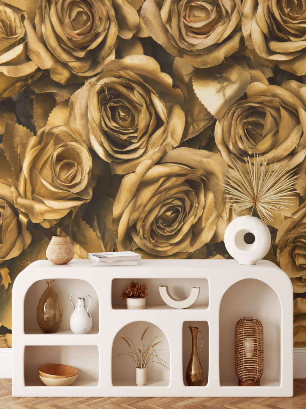 Büyük Altın Gül Desenli Duvar Kağıdı, Zarif ve Lüks Duvar Dekoru için 3D Duvar Posteri Çiçekli Duvar Kağıtları 8