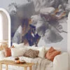 White Peony Flowers on White Background Wallpaper, Elegant and Serene Floral Peel and Stick Wall Mural, Self Adhesive Removable Wallpaper for Living Room or Bedroom Decor