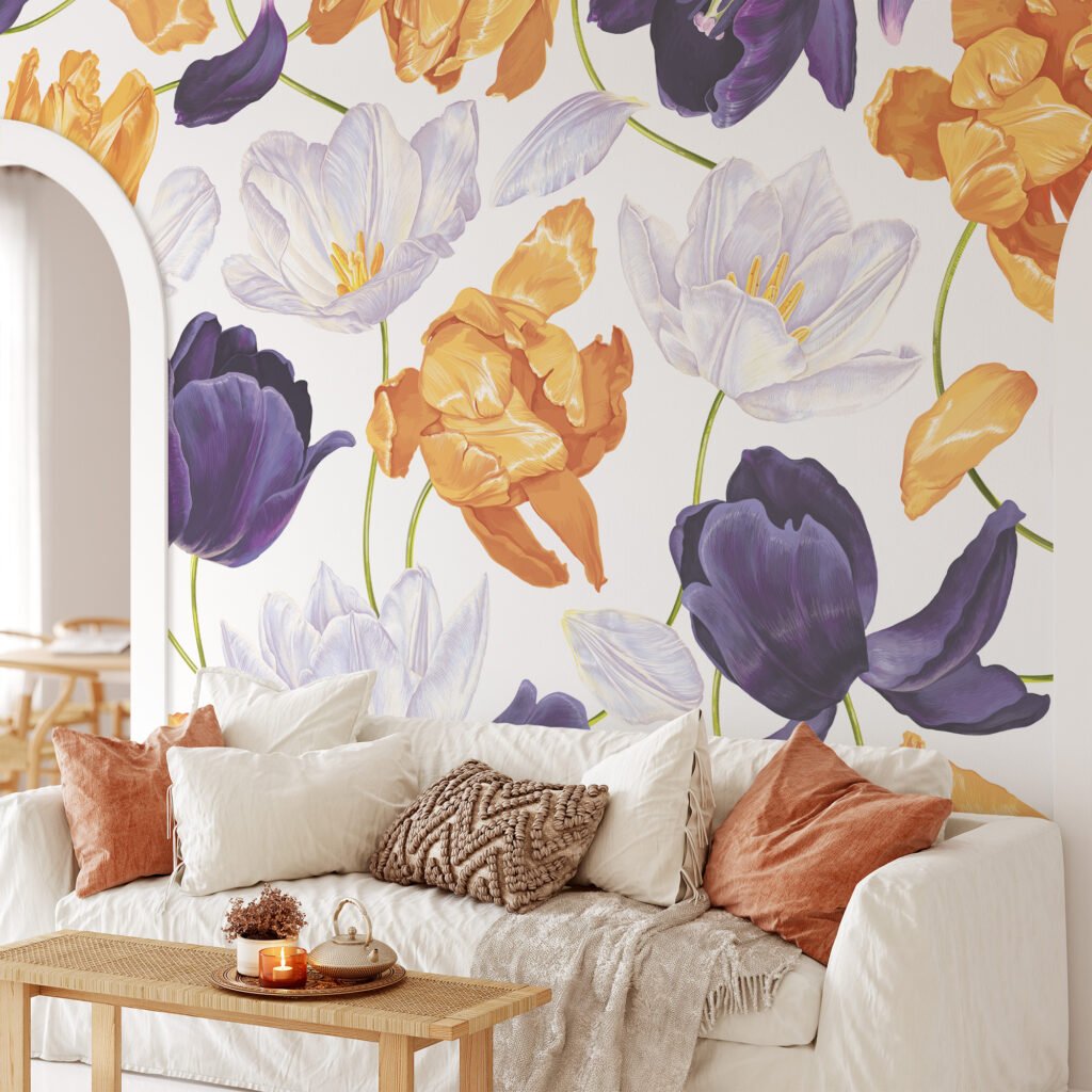 Modern Tasarımlı Yumuşak Dev Papatya Çiçekleri Desenli Duvar Kağıdı Çiçekli Duvar Kağıtları 7
