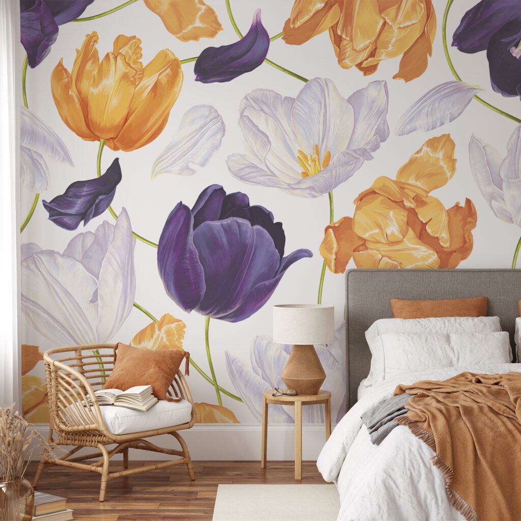 Modern Tasarımlı Yumuşak Dev Papatya Çiçekleri Desenli Duvar Kağıdı Çiçekli Duvar Kağıtları 8