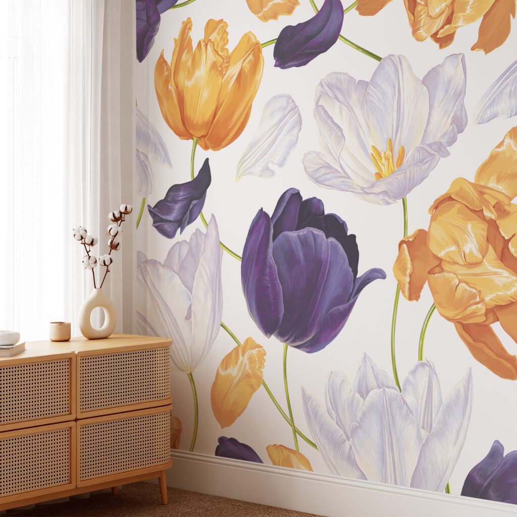 Modern Tasarımlı Yumuşak Dev Papatya Çiçekleri Desenli Duvar Kağıdı Çiçekli Duvar Kağıtları 9