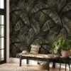 Vintage Charm Meets Tropical Beauty with Banana Leaves Pattern - Self-Adhesive Peel and Stick Dark Leaf Wallpaper for a Refreshed Bathroom or Bedroom