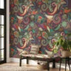 Large Floral Illustration in Traditional Style Wallpaper - Removable and Easy to Install with No Mess or Fuss