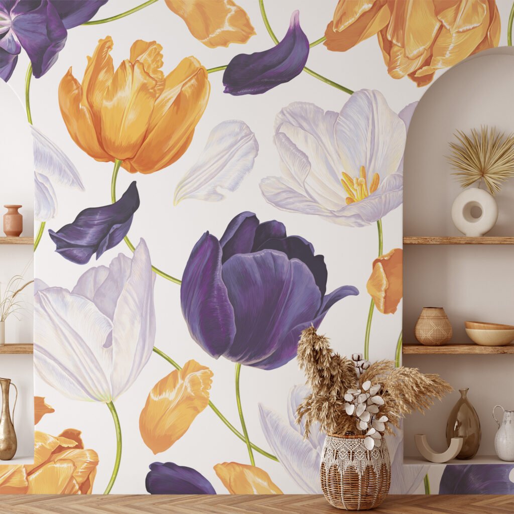 Modern Tasarımlı Yumuşak Dev Papatya Çiçekleri Desenli Duvar Kağıdı Çiçekli Duvar Kağıtları 10