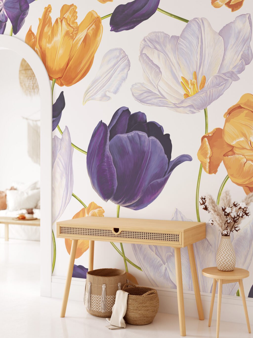 Modern Tasarımlı Yumuşak Dev Papatya Çiçekleri Desenli Duvar Kağıdı Çiçekli Duvar Kağıtları 6