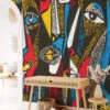 Colorful Surreal Faces Painting Wallpaper, Unique and Eye-catching Self Adhesive Wall Art, Peel and Stick Removable Wall Mural