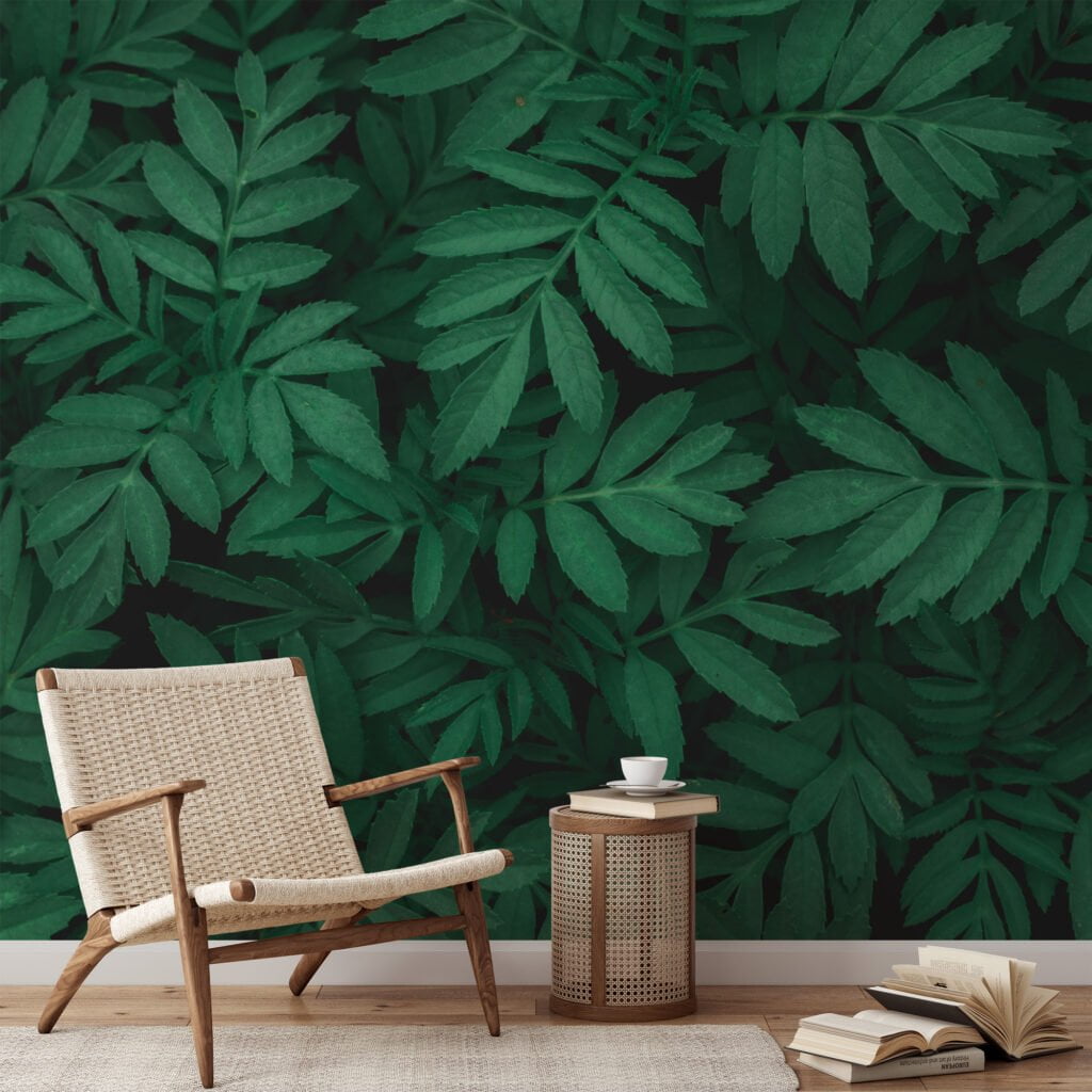 Yeşil Yaprak Desenli Duvar Kağıdı, Botanik 3D Duvar Kağıdı Yaprak Desenli Duvar Kağıtları 7