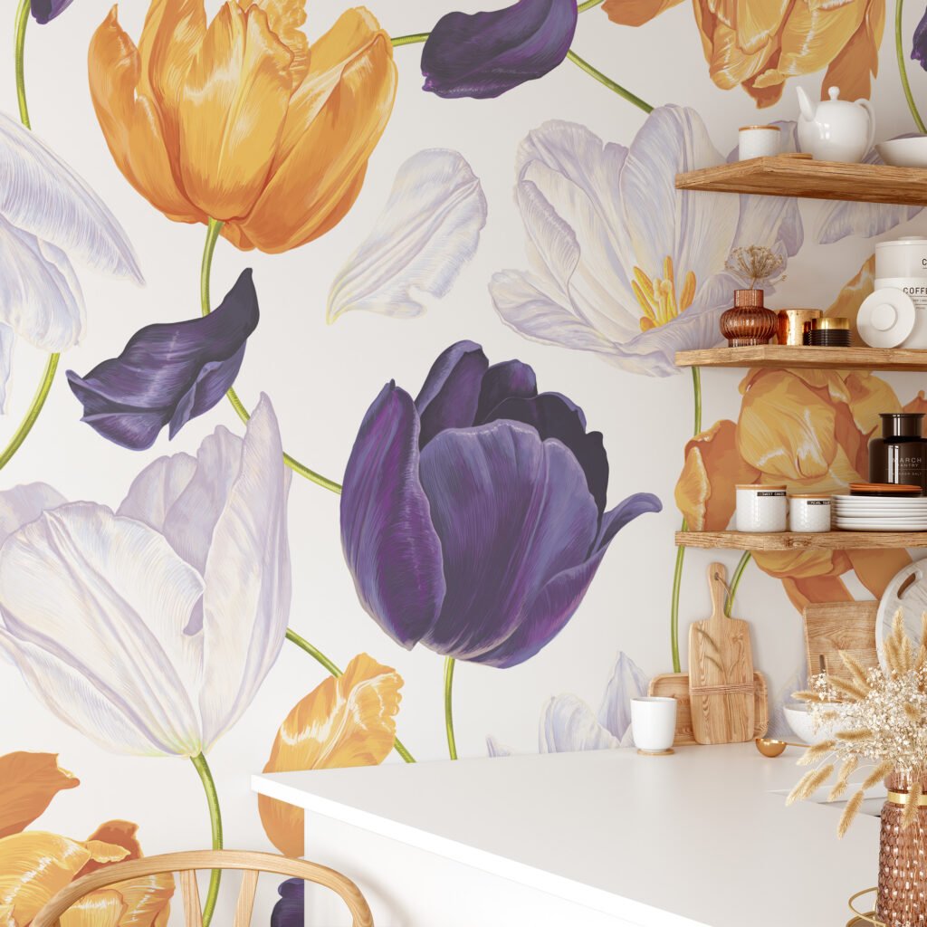 Modern Tasarımlı Yumuşak Dev Papatya Çiçekleri Desenli Duvar Kağıdı Çiçekli Duvar Kağıtları 11