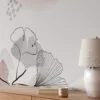 Exquisite Minimalist Grey and Nude Wallpaper with Delicate Floral Line Art for a Timeless Appeal
