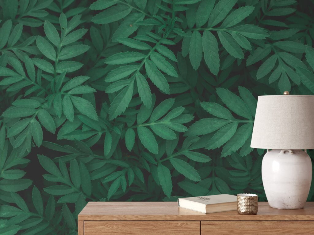 Yeşil Yaprak Desenli Duvar Kağıdı, Botanik 3D Duvar Kağıdı Yaprak Desenli Duvar Kağıtları 11