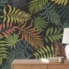 Bold and Beautiful Tropical Floral Leaves on Dark Background - Self-Adhesive Peel and Stick Fern Wallpaper with Botanical Charm