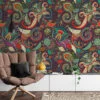 Large Floral Illustration in Traditional Style Wallpaper - Removable and Easy to Install with No Mess or Fuss