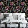 Vintage Botanical Flowers and Mockingbirds Wallpaper, Peel and Stick Self Adhesive Wall Mural, Ideal for a Classic and Elegant Home Decor