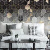 Geometric Black and Gold Hexagon Wallpaper - A Sophisticated Addition to Your Living Room, Bedroom, Bathroom, and Office Walls