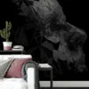 Dark Polygonal Face Structure Wallpaper with Self-Adhesive Backing, Customizable Sizes, and Removable & Reusable Properties for Modern Wall Decor