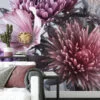 Large Vibrant Aster Flowers Wallpaper, Colorful Floral Peel and Stick Wallpaper, Self Adhesive Mural for Living Room or Bedroom