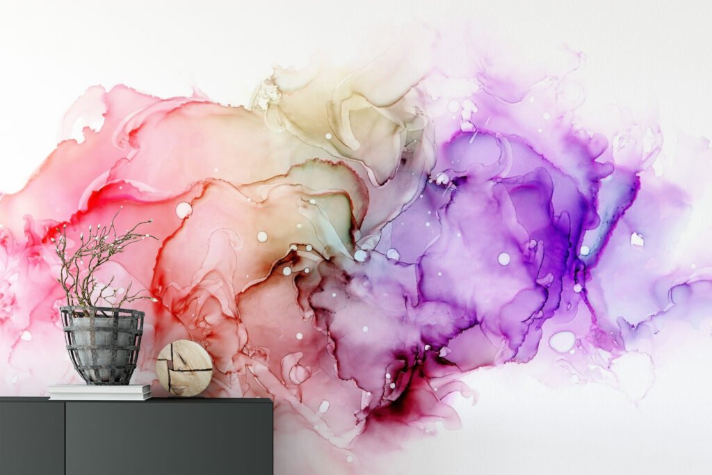 Soyut Çok Renkli Mürekkep Sıçrama Desenli Duvar Kağıdı, Yüksek Kaliteli Yapışkanlı 3D Duvar Posteri Mermer Duvar Kağıtları 2