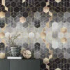 Geometric Black and Gold Hexagon Wallpaper - A Sophisticated Addition to Your Living Room, Bedroom, Bathroom, and Office Walls