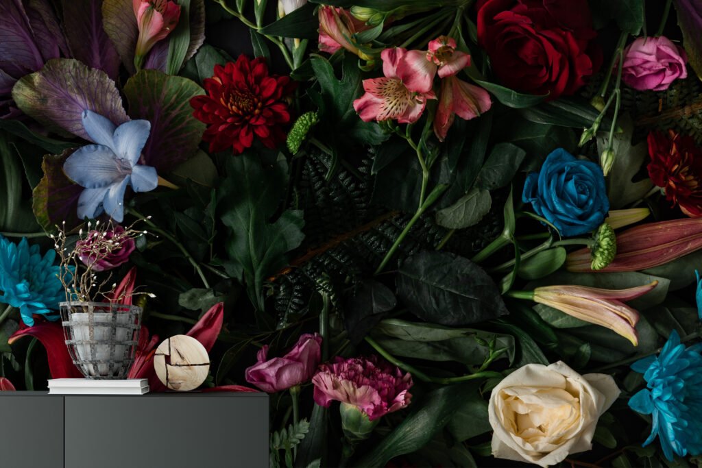 Klasik Botanik Duvar Kağıdı, Vintage Çiçek ve Yapraklar, 3D Duvar Posteri Çiçekli Duvar Kağıtları 3