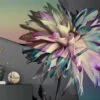 Sophisticated Abstract Flower Wallpaper on Grey Background, Modern Self Adhesive Wall Mural for Bedrooms