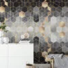 Geometric Black and Gold Hexagon Wallpaper - A Sophisticated Addition to Your Living Room, Bedroom, Bathroom, and Office Walls