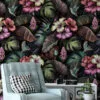 Vintage Botanical Flowers and Mockingbirds Wallpaper, Peel and Stick Self Adhesive Wall Mural, Ideal for a Classic and Elegant Home Decor