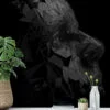 Dark Polygonal Face Structure Wallpaper with Self-Adhesive Backing, Customizable Sizes, and Removable & Reusable Properties for Modern Wall Decor