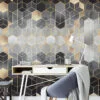 Geometric Black and Gold Hexagon Wallpaper - A Sophisticated Addition to Your Living Room, Bedroom, Bathroom, and Office Walls