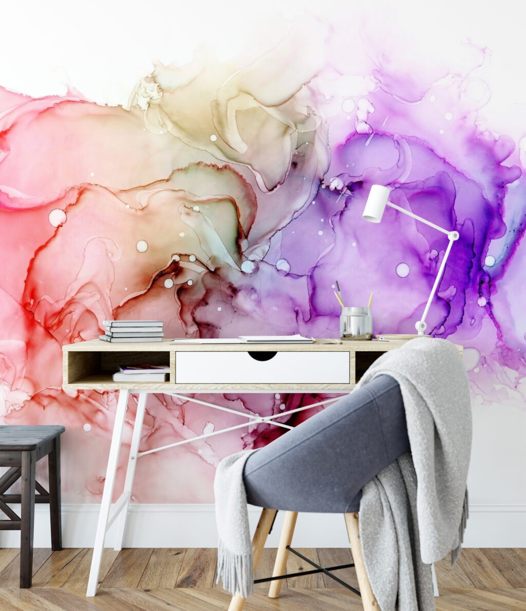 Soyut Çok Renkli Mürekkep Sıçrama Desenli Duvar Kağıdı, Yüksek Kaliteli Yapışkanlı 3D Duvar Posteri Mermer Duvar Kağıtları 10