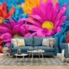Nature-Inspired Spring Flowers Wallpaper, Peel and Stick Self Adhesive Removable Wall Mural, Colorful Floral Pattern for Modern Home Decor