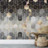 Geometric Black and Gold Hexagon Wallpaper - A Sophisticated Addition to Your Living Room, Bedroom, Bathroom, and Office Walls