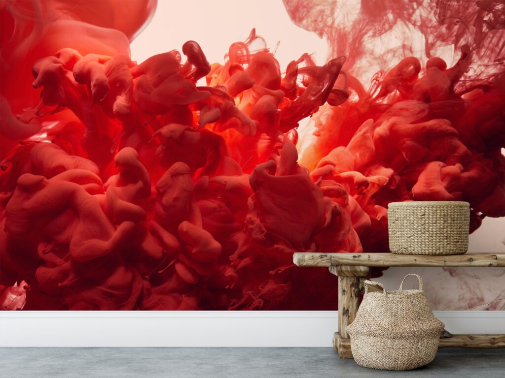 Kızıl Mürekkep Su Desenli Duvar Kağıdı, Renkli Duvar Dekoru İçin Soyut Kırmızı Sıvı Tasarımlı 3D Duvar Kağıdı Mermer Duvar Kağıtları 8