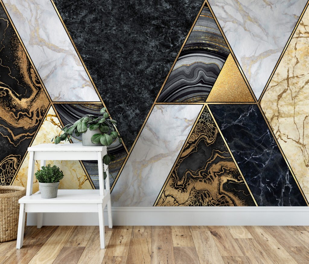 Modern Siyah Altın Mermer Desenli Duvar Kağıdı, Şık Ev ve Ofis Dekoru için 3D Duvar Posteri Mermer Duvar Kağıtları 6