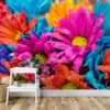 Nature-Inspired Spring Flowers Wallpaper, Peel and Stick Self Adhesive Removable Wall Mural, Colorful Floral Pattern for Modern Home Decor