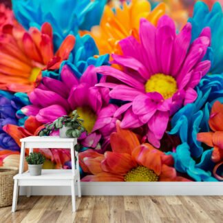 İlkbahar Çiçekleri Doğa İlhamlı Duvar Kağıdı, Renkli Çiçek Desenli Modern Ev Dekoru için Duvar Posteri Çiçekli Duvar Kağıtları