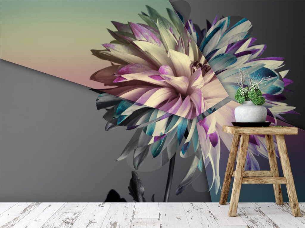 Soyut Çiçek Desenli Gri Arka Planlı Duvar Kağıdı, Modern Yatak Odaları için Duvar Posteri Çiçekli Duvar Kağıtları 6