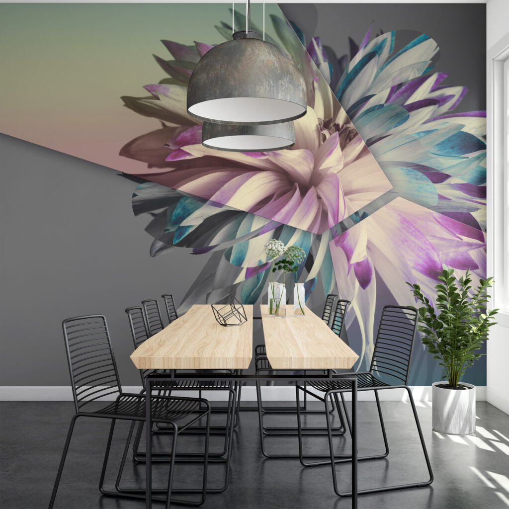 Soyut Çiçek Desenli Gri Arka Planlı Duvar Kağıdı, Modern Yatak Odaları için Duvar Posteri Çiçekli Duvar Kağıtları 7