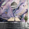 Grunge Purple and Gold Ink Wallpaper - Distressed Liquid Wall Covering with Black Background