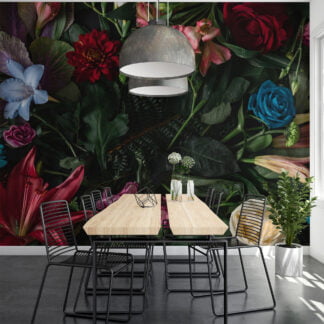 Klasik Botanik Duvar Kağıdı, Vintage Çiçek ve Yapraklar, 3D Duvar Posteri Çiçekli Duvar Kağıtları