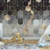 Geometric Black and Gold Hexagon Wallpaper - A Sophisticated Addition to Your Living Room, Bedroom, Bathroom, and Office Walls