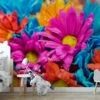 Nature-Inspired Spring Flowers Wallpaper, Peel and Stick Self Adhesive Removable Wall Mural, Colorful Floral Pattern for Modern Home Decor