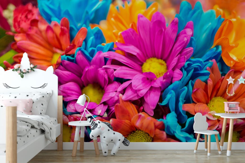 İlkbahar Çiçekleri Doğa İlhamlı Duvar Kağıdı, Renkli Çiçek Desenli Modern Ev Dekoru için Duvar Posteri Çiçekli Duvar Kağıtları 9