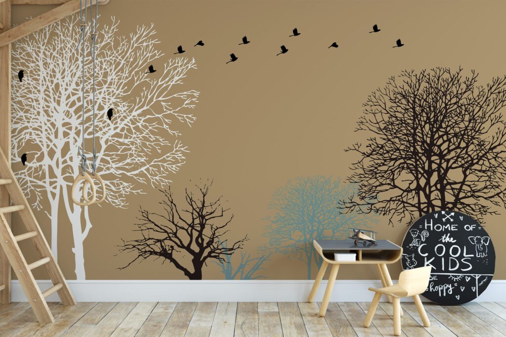 Minimalist Ağaç ve Kuş Desenli Duvar Kağıdı, Modern Duvar Dekoru için Özel Ölçü Duvar Posteri Minimalist Duvar Kağıtları 9