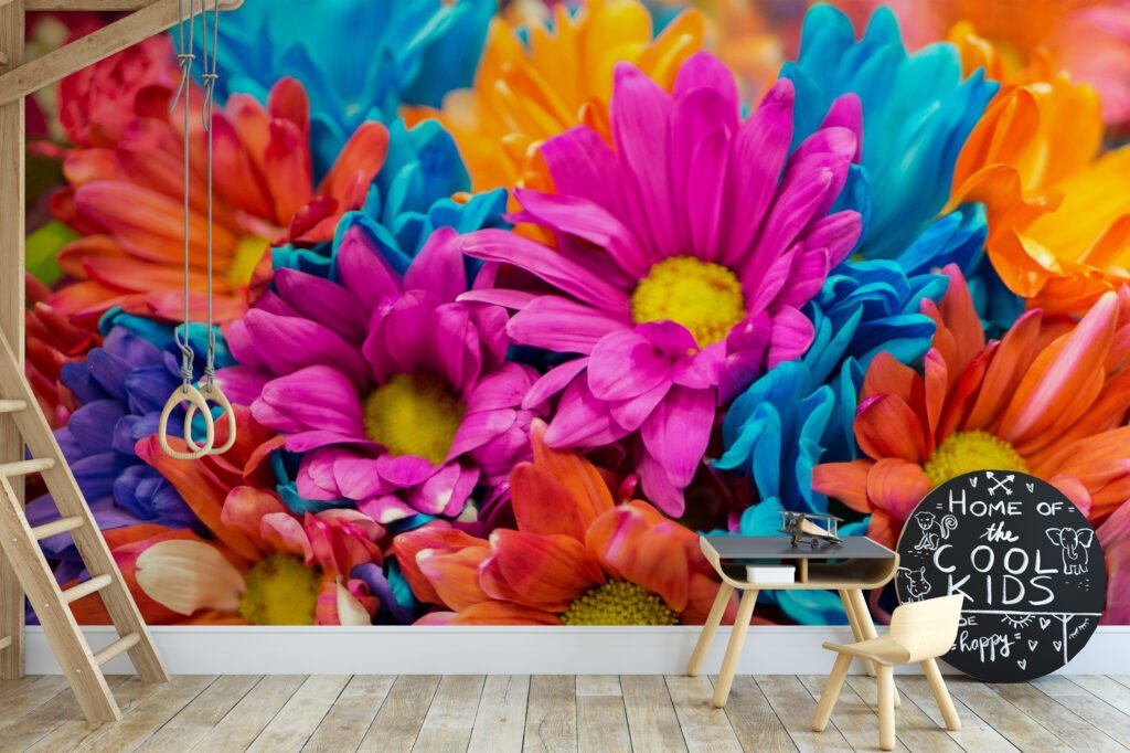İlkbahar Çiçekleri Doğa İlhamlı Duvar Kağıdı, Renkli Çiçek Desenli Modern Ev Dekoru için Duvar Posteri Çiçekli Duvar Kağıtları 10