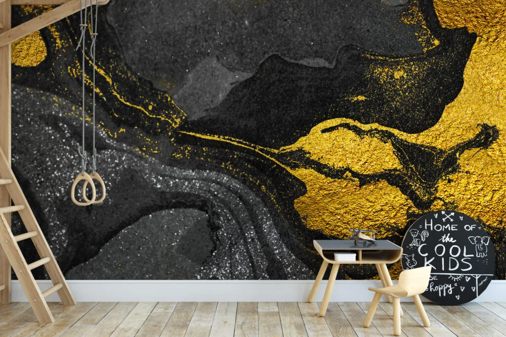 Siyah ve Altın Mermer Desenli Duvar Posteri Mermer Duvar Kağıtları 4