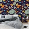 Damask Tarzı Paisley Duvar Kağıdı, Büyülü Gece Bahçesi 3D Duvar Posteri - Görsel 5